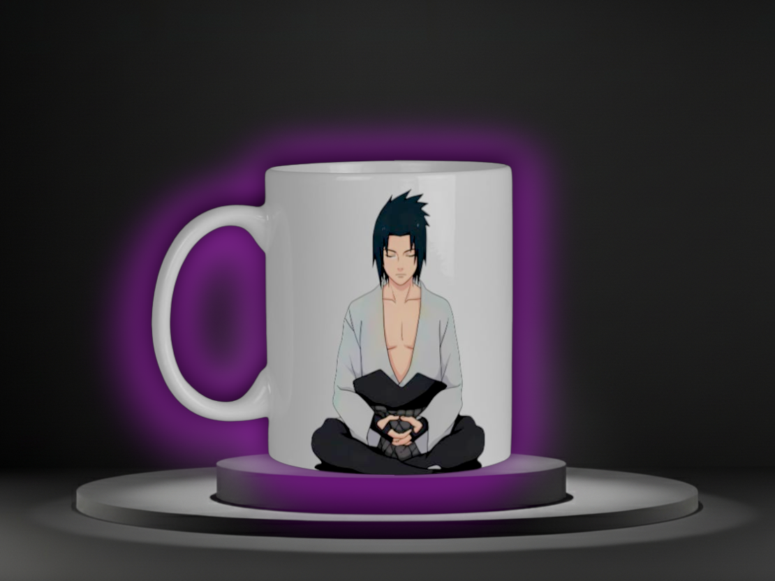 Sasuke Uchiha Meditating Anime Mug - Available in Black, White, and Dark Blue