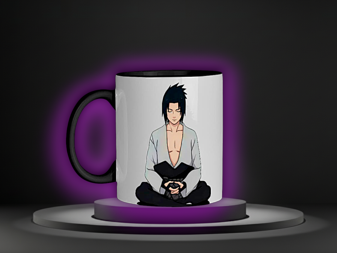 Sasuke Uchiha Meditating Anime Mug - Available in Black, White, and Dark Blue