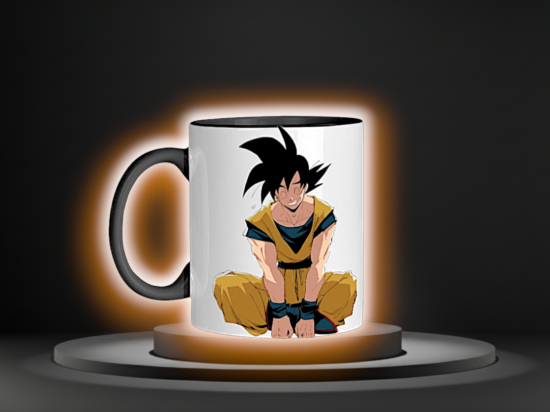 Goku/Kakarot Anime Mug Graphic in Black, White, and Orange