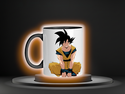 Goku/Kakarot Anime Mug Graphic in Black, White, and Orange