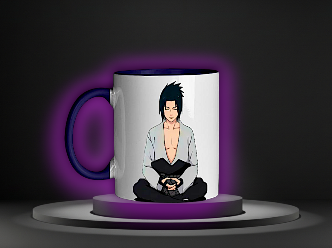 Sasuke Uchiha Meditating Anime Mug - Available in Black, White, and Dark Blue
