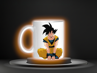 Goku/Kakarot Anime Mug Graphic in Black, White, and Orange