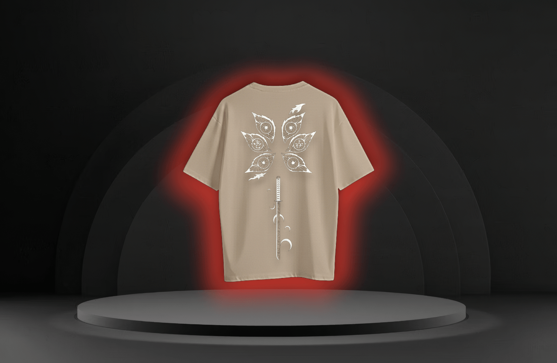 The Jealous Tsugikuni [DEMON SLAYER] oversized Tee Beige/Black - RadAnime